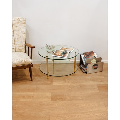 Table basse ronde en verre Donna N°784 - Bon état DEBONGOUT