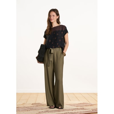 Pantalon droit fluide ceinturé LA FEE MARABOUTEE