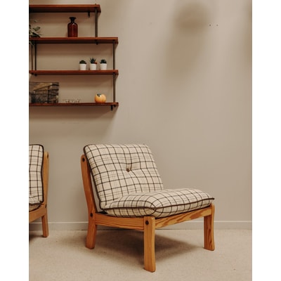 Fauteuil en bois et en tissu Jakob N°881 - Bon état DEBONGOUT
