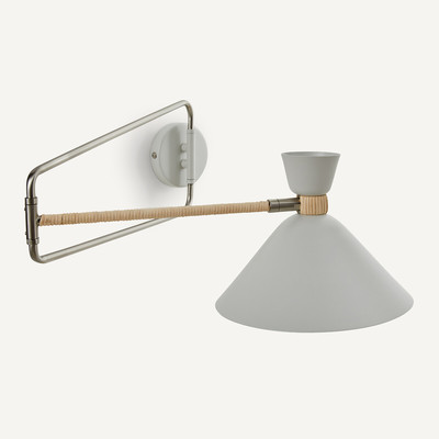 Richtbare wandlamp in metaal en rotan, Zoticus Ratan AM.PM