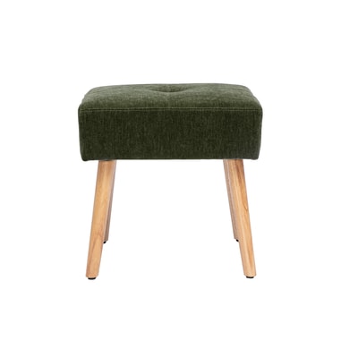 Tabouret bas en tissu effet velours texturé terre brûlée et bois clair massif H46 cm GUESTA MILIBOO