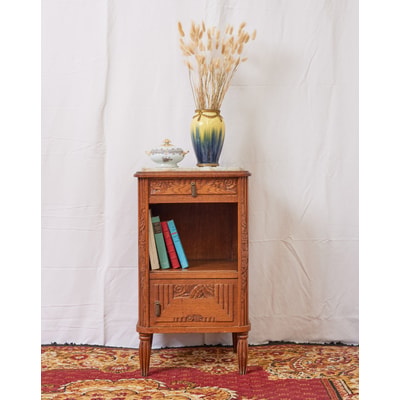 Table de chevet Art déco en marbre blancOdile N°1200 - Bon état DEBONGOUT