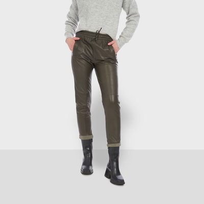 Pantalon en cuir à taille élastiquée GIFT OAKWOOD