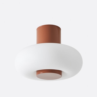 Plafondlamp of wandlamp, ijzer en opaline metaal, OMER LA REDOUTE INTERIEURS