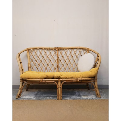 Banquette en rotin Martine N°33 - Bon état DEBONGOUT