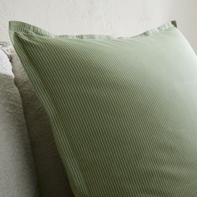 Taie d'oreiller en percale de coton lavé, carreaux, 120 fils, SABBAL AM.PM