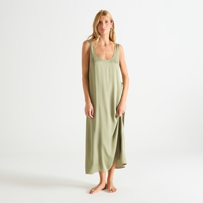 Robe longue col rond en satin de viscose CLÉOME LAURENCE TAVERNIER