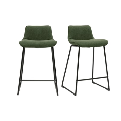Tabourets de bar en tissu effet velours texturé terre brûlée et métal noir H65 cm (lot de 2) BOOST MILIBOO