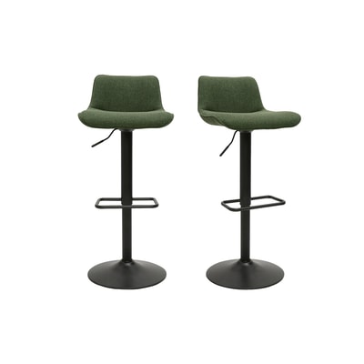 Tabourets de bar réglables pivotants 360° en tissu effet velours texturé terre brûlée et métal noir (lot de 2) BOOST MILIBOO