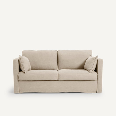 Sofá-cama, em linho espesso stonewashed, Néo Kinkajou AM.PM