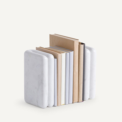 Lot de 2 serre-livres en marbre blanc, Scafi AM.PM