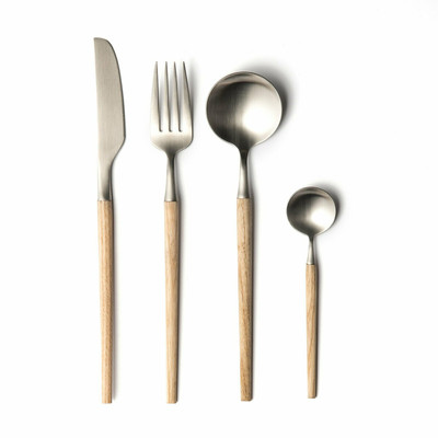 Besteck-Set Emako, 16 Teile, Edelstahl und Esche AM.PM