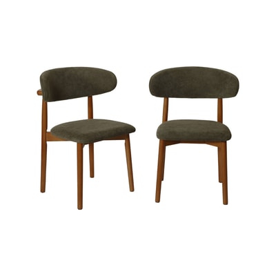 Chaise bois d'hévéa noyer et tissu chenille (lot de 2) PAOLA SWEEEK