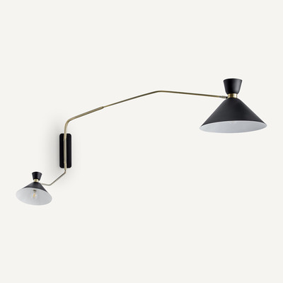 Dubbele wandlamp XL verouderde messing, Zoticus AM.PM
