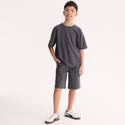 2-delige set, sweatshirt met korte mouwen en bermuda shorts, van fleece LA REDOUTE COLLECTIONS