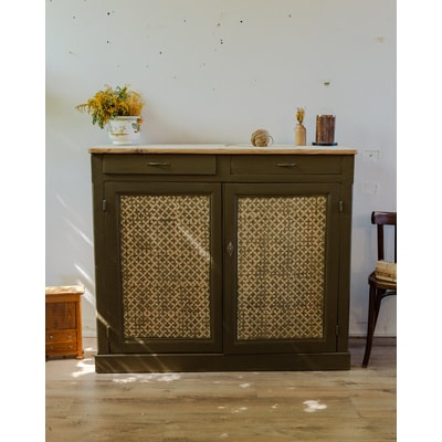 Grand buffet en bois kaki Gilbert N°1495 - Bon état DEBONGOUT