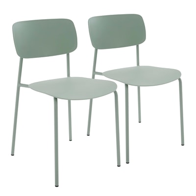 Lot de 2 chaises empilables en acier et plastique, CARLA OVIALA