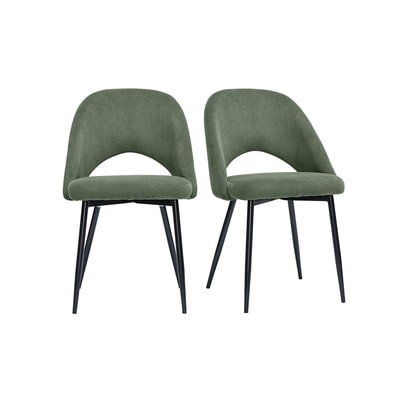 Chaises vintage en tissu velours côtelé vert kaki et métal noir (lot de 2) COSETTE MILIBOO