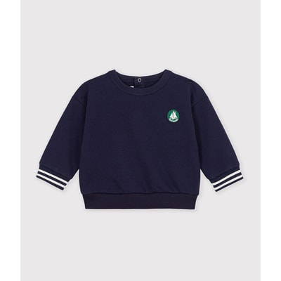 Katoenen sweater met ronde hals, geborduurde badge op de borst PETIT BATEAU