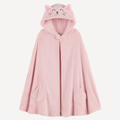 Fleece-cape met kap voor binnenshuis, met kattenmotief LA REDOUTE COLLECTIONS
