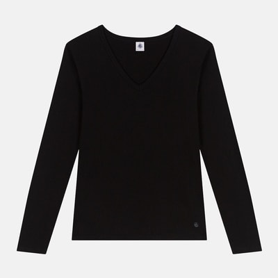 Iconisch katoenen T-shirt met V-hals PETIT BATEAU
