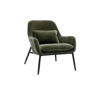 Fauteuil design en tissu effet velours et métal noir MAXINE MILIBOO