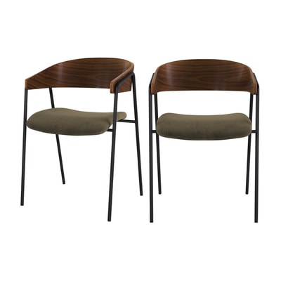 Lot de 2 chaises en velours et bois de noyer - ESMÉE MAISON PAVANE