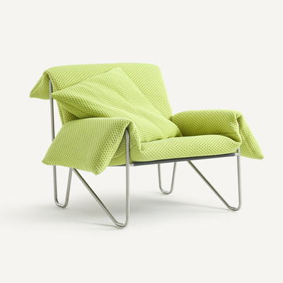 Fauteuil en tissu matelassé et métal acier, Nomad OTTO STUDIO FOR AM.PM