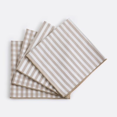 Lot de 4 serviettes de table, 30% coton recyclé, tissé teint, SOIZIC LA REDOUTE INTERIEURS