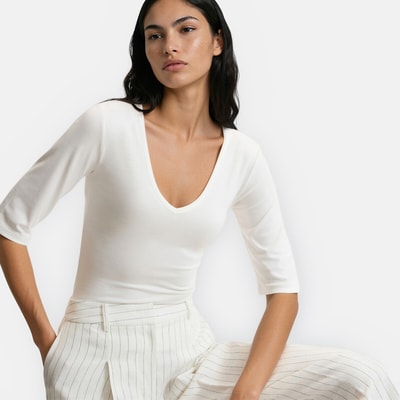 T-shirt met V-hals en korte mouwen LA REDOUTE COLLECTIONS