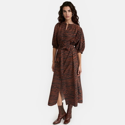 Langes Kleid, kurze Ärmel, Zebradruck LA REDOUTE COLLECTIONS