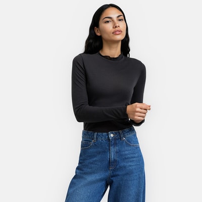 Langärmliges T-Shirt mit Stehkragen aus Lyocell und Wolle LA REDOUTE COLLECTIONS