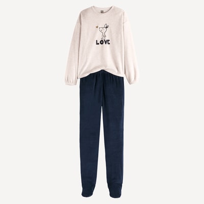 Fluwelen pyjama met voetjes, konijnenpatroon LA REDOUTE COLLECTIONS
