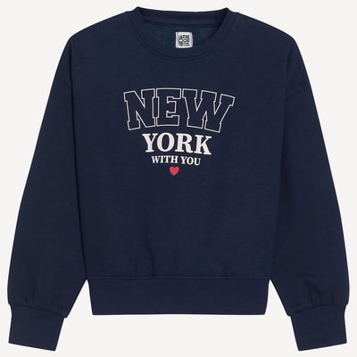 Fleecesweatshirt met ronde hals en New York-tekst op voorzijde LA REDOUTE COLLECTIONS