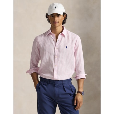 Camisa em linho às riscas Custom Fit POLO RALPH LAUREN