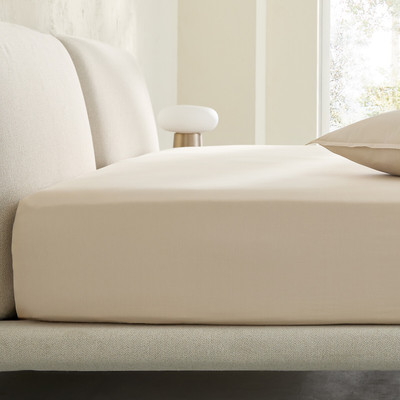 Sabbal Washed Percale Fitted Sheet with 30cm Flap AM.PM