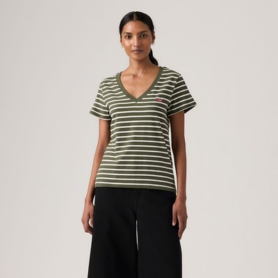 Gestreept T-shirt, logo vooraan, V-hals LEVI'S