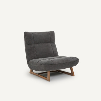 Fauteuil noyer et tissu velours côtelé, Lafar AM.PM