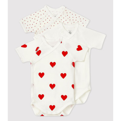 Set van 3 gekruiste rompertjes met korte mouwen PETIT BATEAU