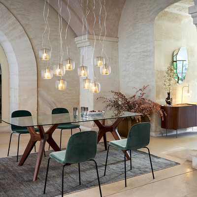 Rechteckiger Tisch Glas/Nussbaum Maricielo AM.PM