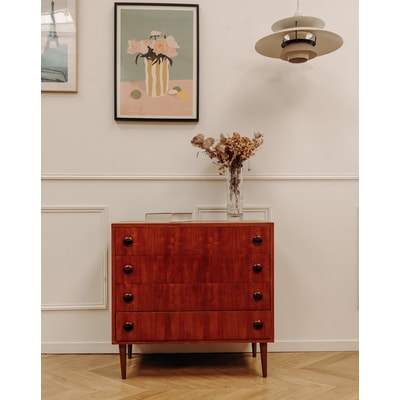 Commode scandinave en teck Olga N°396 - Bon état DEBONGOUT