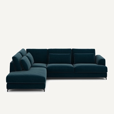 Linksseitiges Ecksofa, umwandelbar, Samt, Marsile AM.PM