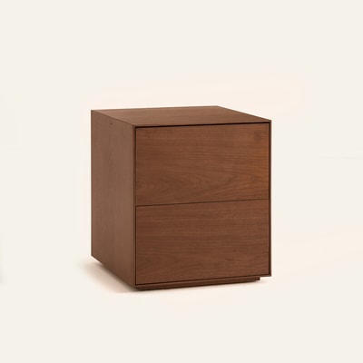 Caisson bureau 2 tiroirs en MDF plaqué noyer, MIKUBE AM.PM