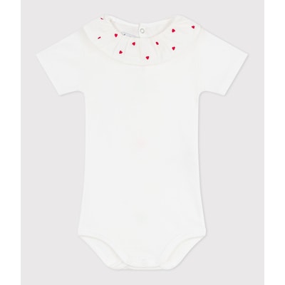 Katoenen romper met geborduurde kraag, effen PETIT BATEAU