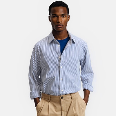 Chemise droite rayée, col américain, manches longues LA REDOUTE COLLECTIONS