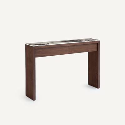 Console en céramique effet marbre et plaqué noyer, DIANA AM.PM