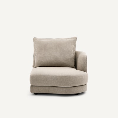 Mezzo divano dritto, arrotondato, modulare in tessuto effetto tweed, TIBERIO AM.PM