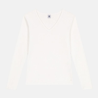 T-shirt l'Iconique de algodão com decote em V PETIT BATEAU