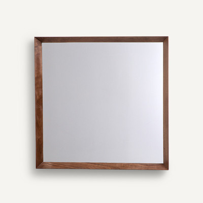 Miroir carré noyer massif H80 cm, Andromède AM.PM