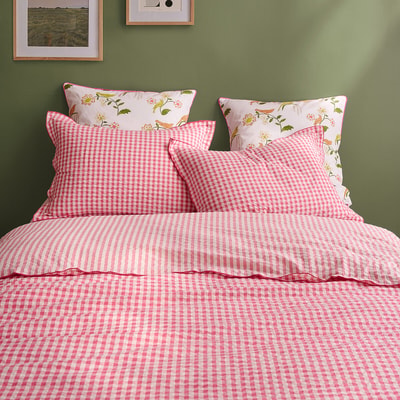 Capa de edredão em algodão seersucker, COTTAGE FRAMBOISE LA REDOUTE INTERIEURS